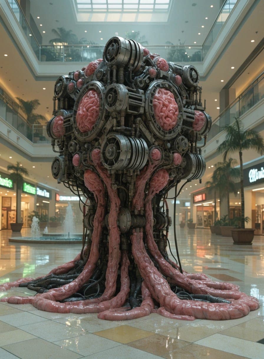 A massive bio mechanical creature a hulking cube